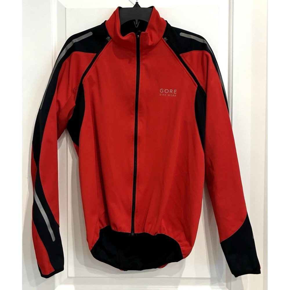 Gore Bike Wear Phantom Windstopper Soft Shell Jacket Mens L Red Zip Off Sleeves